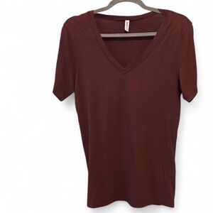 RVCA Maroon V-Neck T-Shirt
